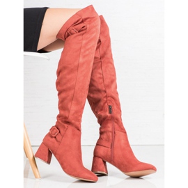 Corina Čizme preko koljena s kopčom narančasta 1