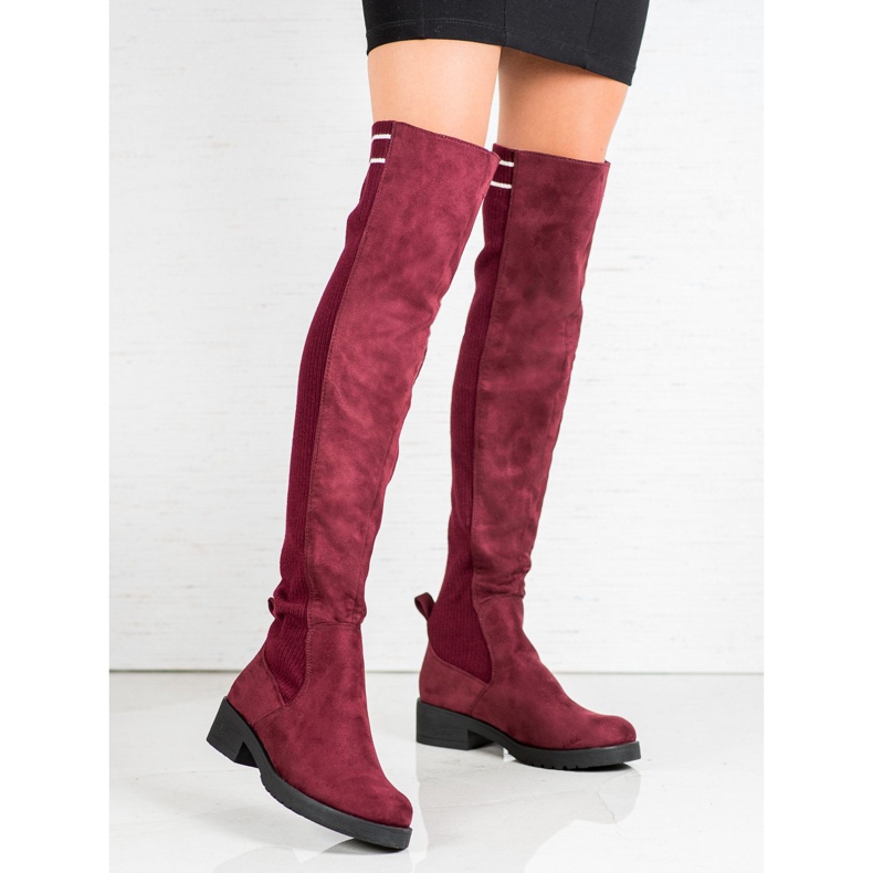 Ideal Shoes Klizne čizme od antilopa crvena 2