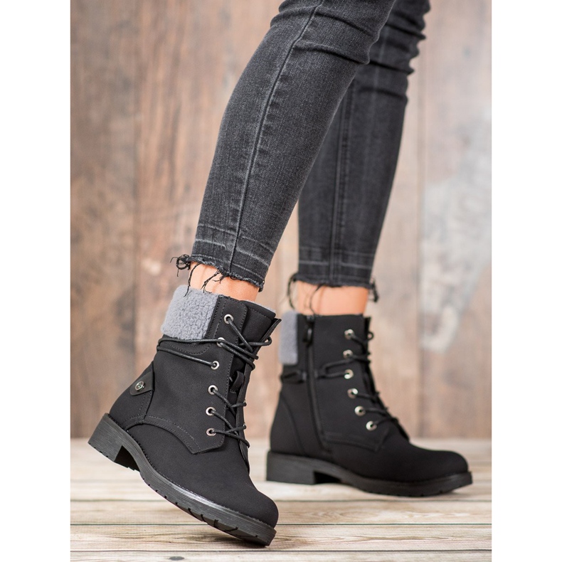 Kayla Traperi s ovčjom kožom crna 1