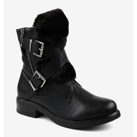 Crne ravne čizme s krznom 1061A-PA crno 1