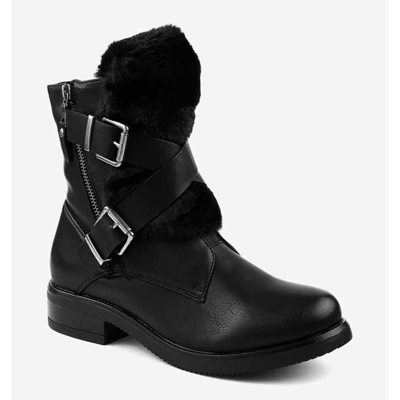 Crne ravne čizme s krznom 1061A-PA crna 1