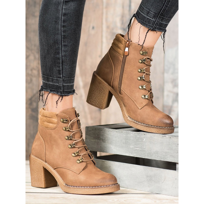 Queen Vivi Čizme na vezanje s eko kožom smeđa 1