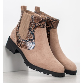 Small Swan Chelsea čizme sa zmijskim printom bež raznobojna 1