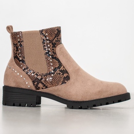 Small Swan Chelsea čizme sa zmijskim printom bež višebojan 2