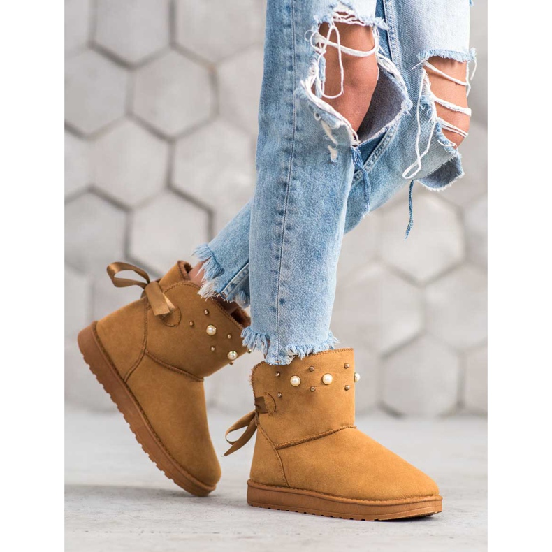 SHELOVET Mukluki s perlicama bež 1