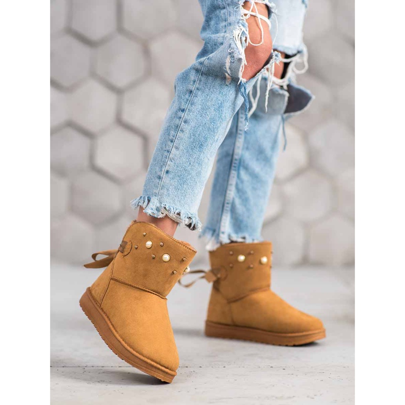 SHELOVET Mukluki s perlicama bež 2