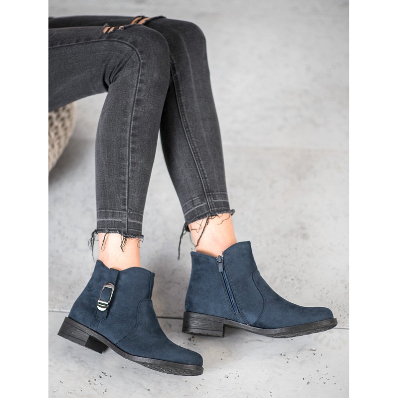 Small Swan Tamnoplave čizme od antilopa plava 2