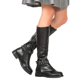 SHELOVET Crne čizme s kubnim cirkonijem crna 1