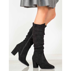 SHELOVET Čizme od antilopa na visoku petu crno 1