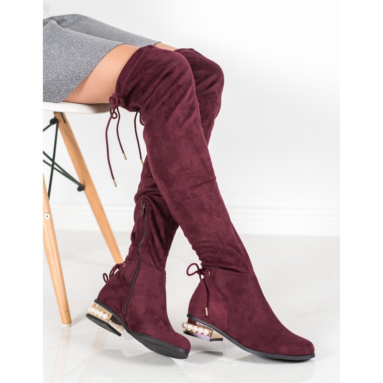 Cm Paris Čizme do butina s ukrasnom petom crvena 1