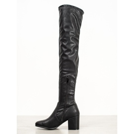 SHELOVET Čizme preko koljena izrađene od eko kože crna 1