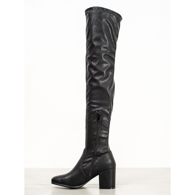 SHELOVET Čizme preko koljena izrađene od eko kože crna 1