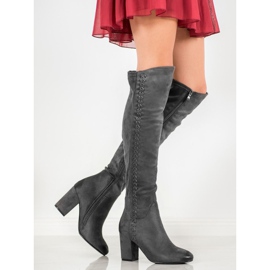 S. BARSKI Čizme od antilopa s uzorkom siva 1