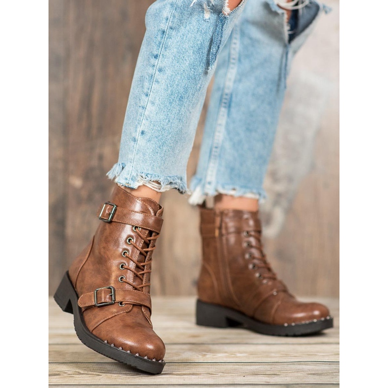 Cm Paris Čizme na vezanje s kopčom smeđa 2