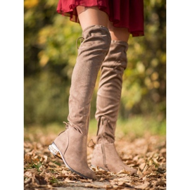 Cm Paris Čizme do butina s ukrasnom petom smeđa 1