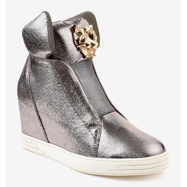 Srebrne tenisice na klinnoj peti jaguara KLS-105-4 siva 1