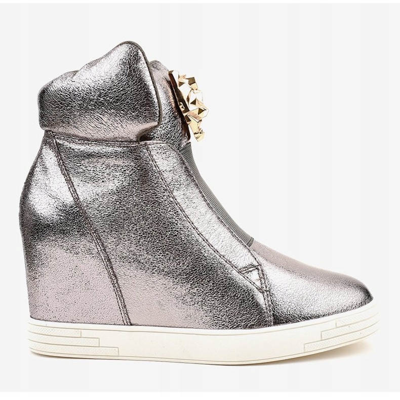 Srebrne tenisice na klinnoj peti jaguara KLS-105-4 siva 2