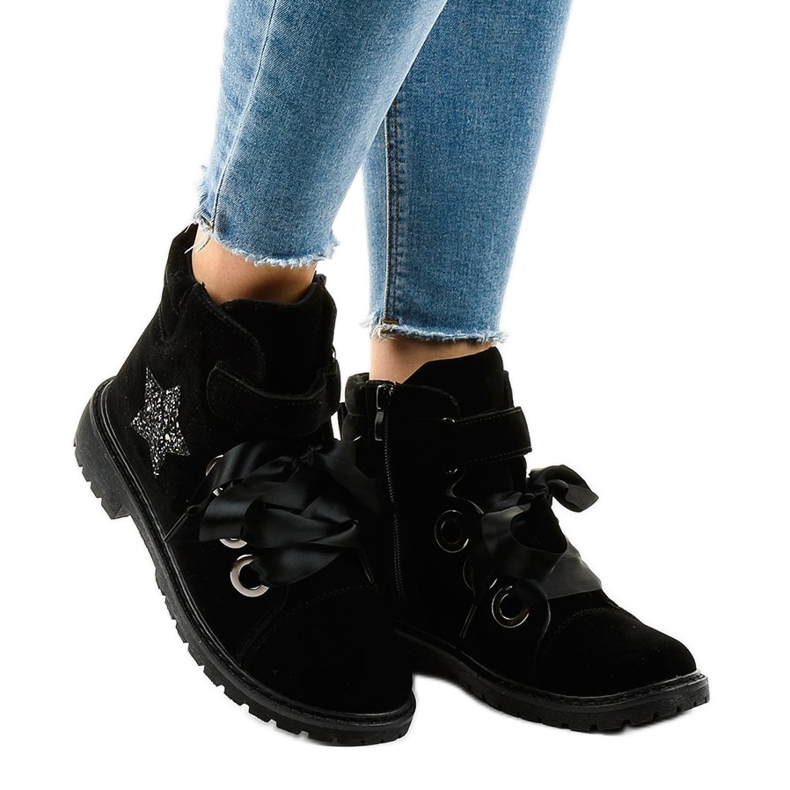 Crne planinarske čizme sa zvjezdicom TL51-1 crna 2