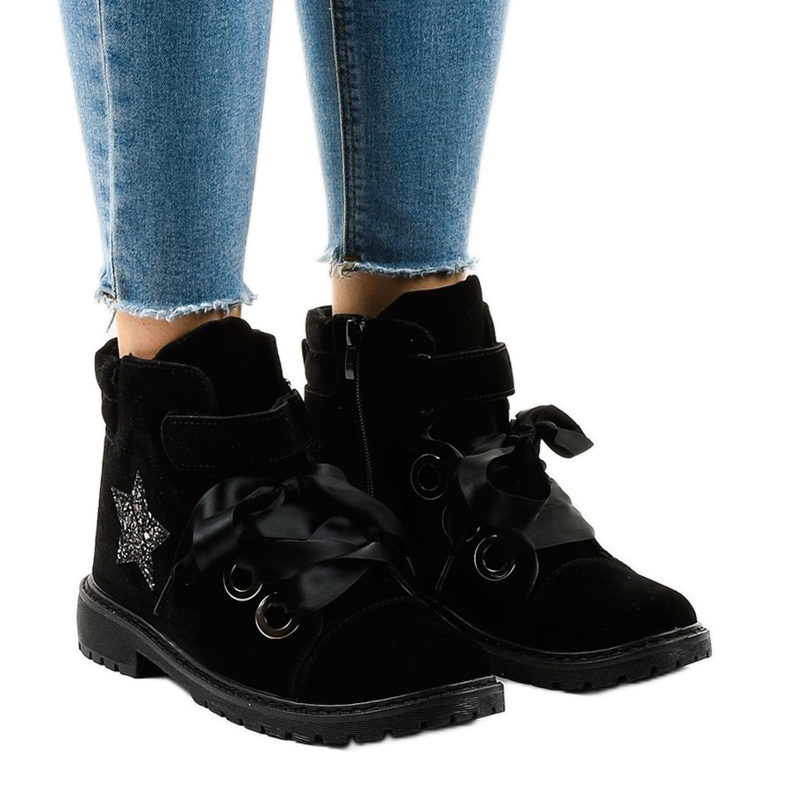 Crne planinarske čizme sa zvjezdicom TL51-1 crna 1