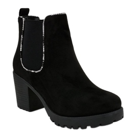 Crne čizme na stupu s elastičnim M10-7 crna 1