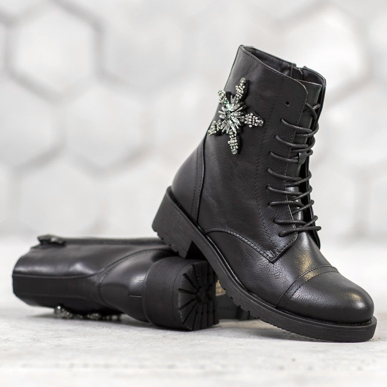 SHELOVET Klasični radnici s kristalima crna 1