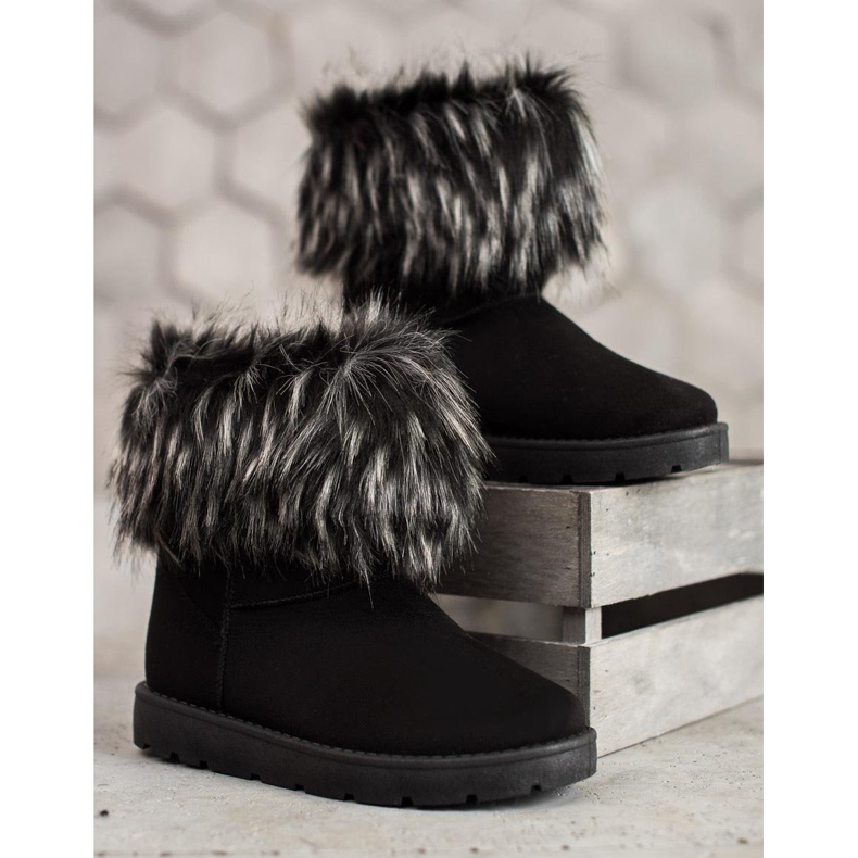 SHELOVET Crni mukluki s krznom crno 2