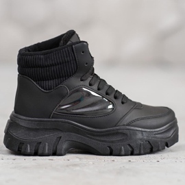 SHELOVET Modne čizme na vezanje crna 1