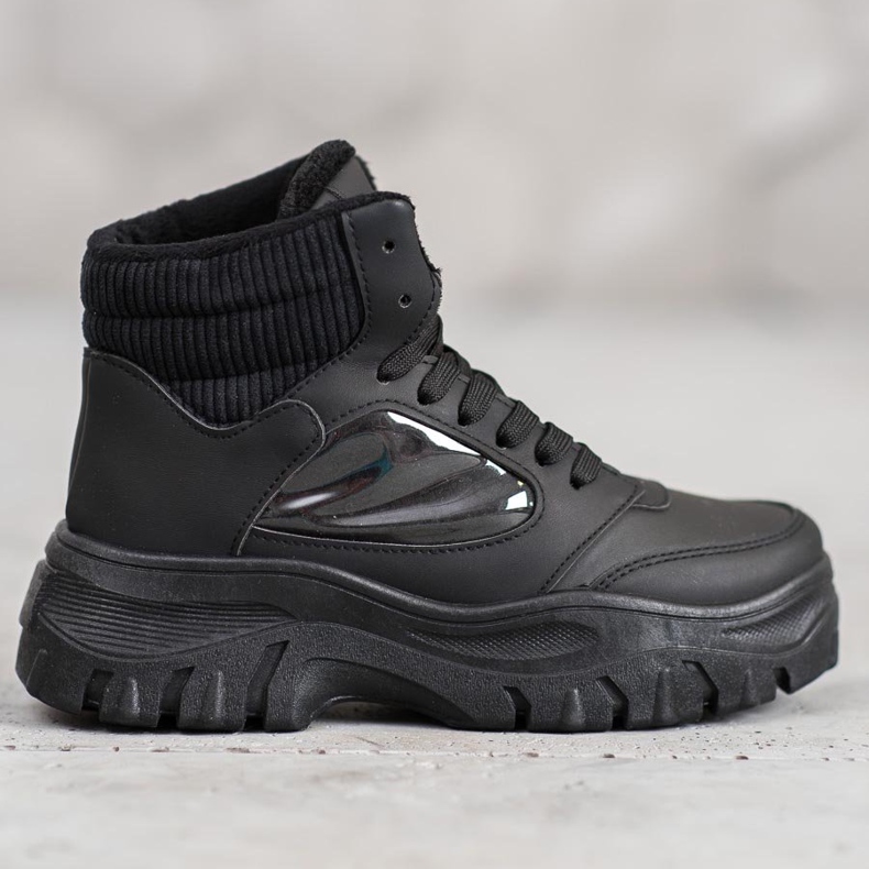 SHELOVET Modne čizme na vezanje crna 1