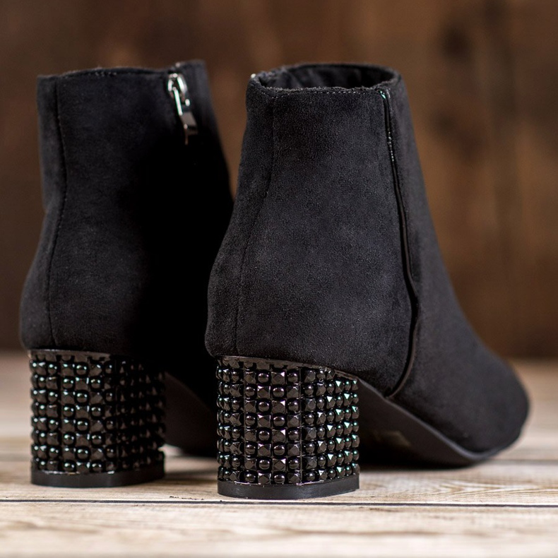 SHELOVET Čizme s ukrasnom petom crno 1