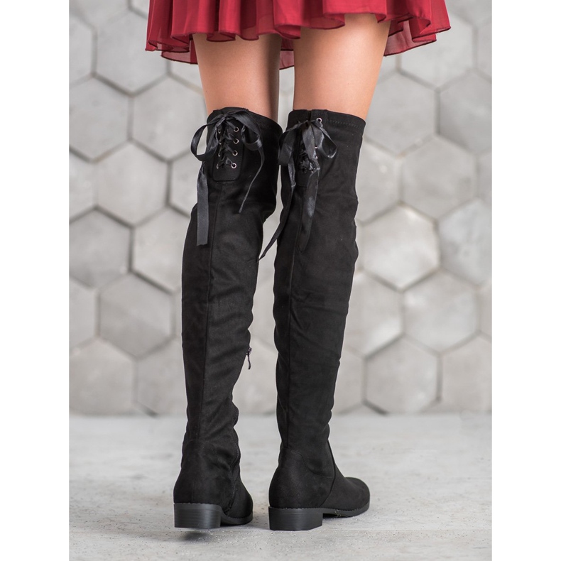 SHELOVET Čizme od antilopa sa uvezom crno 1