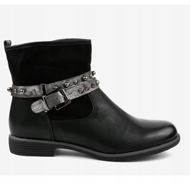 Crne ravne izolirane čizme 1049-PA crno 2