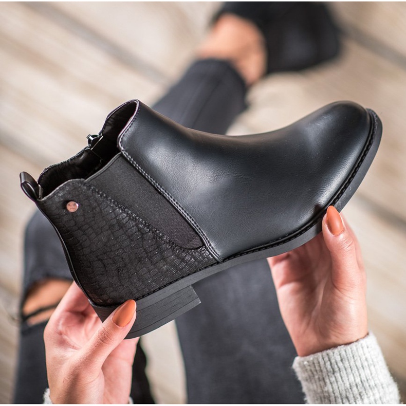 SHELOVET Crne čizme na patentni zatvarač crno 1