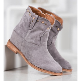 Bella Paris Kaubojske čizme od antilopa s mlaznicama siva 2