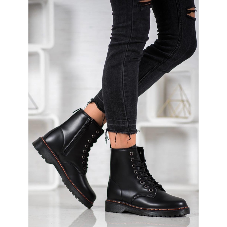 SHELOVET Crni radnici s eko kožom crna 1