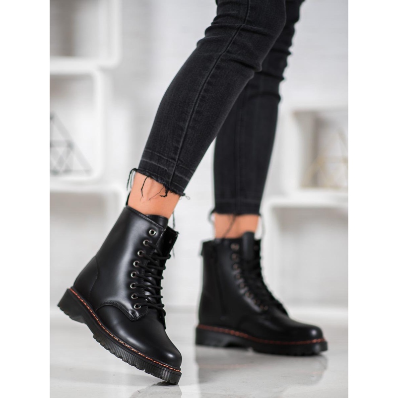 SHELOVET Crni radnici s eko kožom crna 2