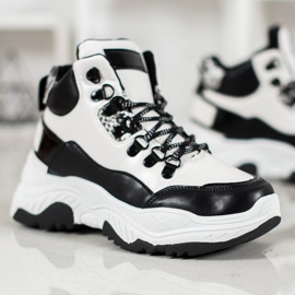 Bella Paris Modne tenisice na vezanje bijela crno 1