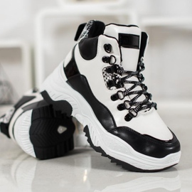 Bella Paris Modne tenisice na vezanje bijela crno 2