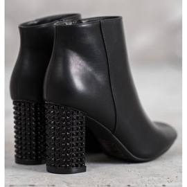 SHELOVET Čizme s ukrasnom petom crno 2