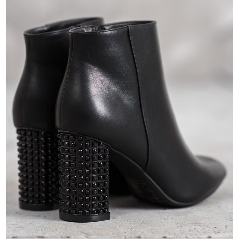 SHELOVET Čizme s ukrasnom petom crno 2