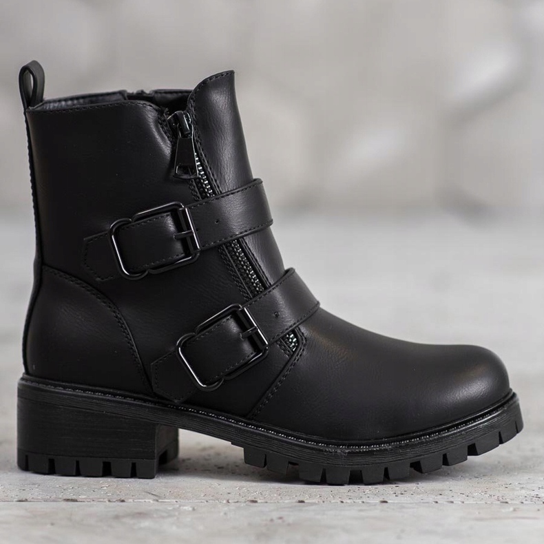 SHELOVET Crni radnici sa kopčama crno 1