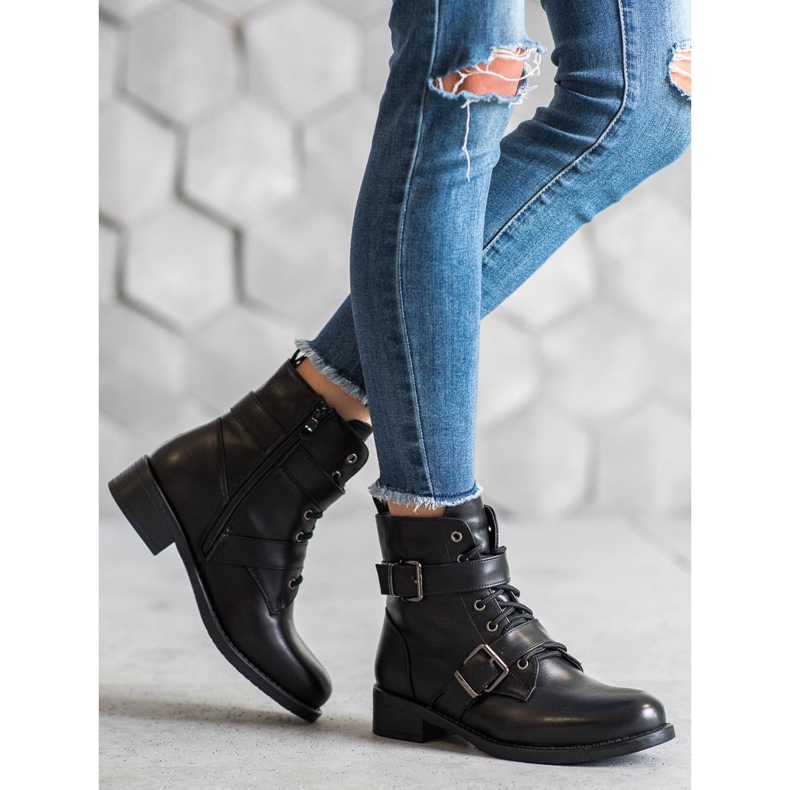 SHELOVET Topli radnici sa kopčama crna 2