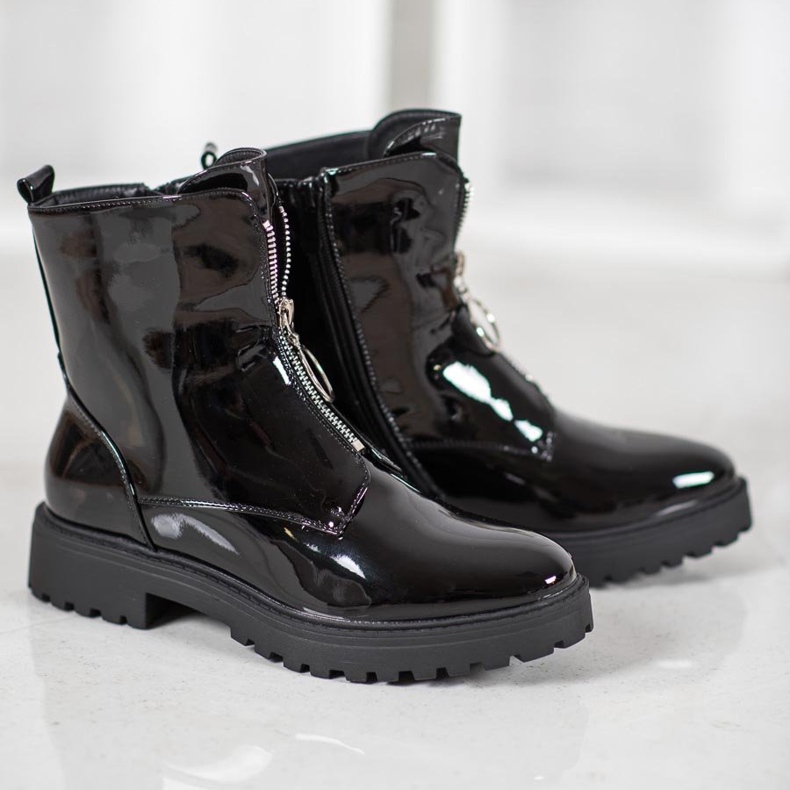 SHELOVET Radnici lakirane eko kože crna 1