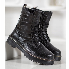 SHELOVET Modni radnici s eko kožom crno 1