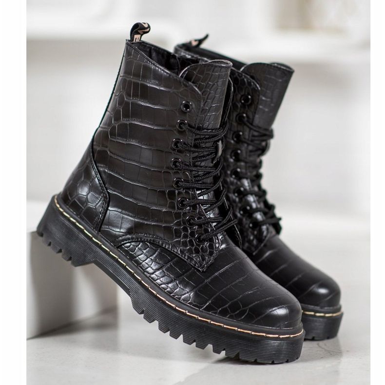 SHELOVET Modni radnici s eko kožom crno 1