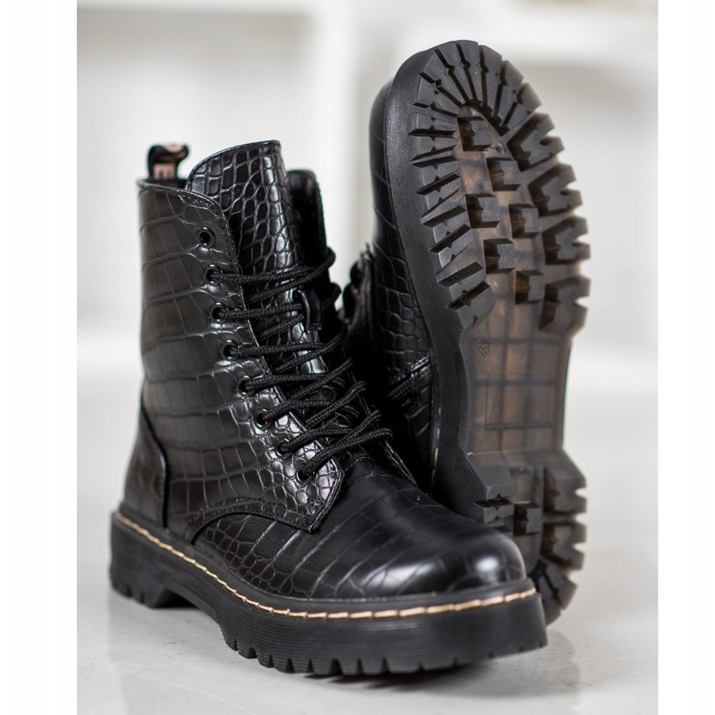 SHELOVET Modni radnici s eko kožom crna 2