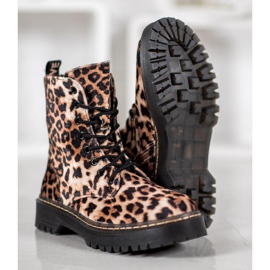SHELOVET Suede Workers Leopard Print smeđa 1
