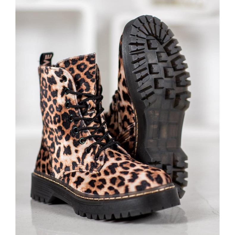SHELOVET Suede Workers Leopard Print smeđa 1