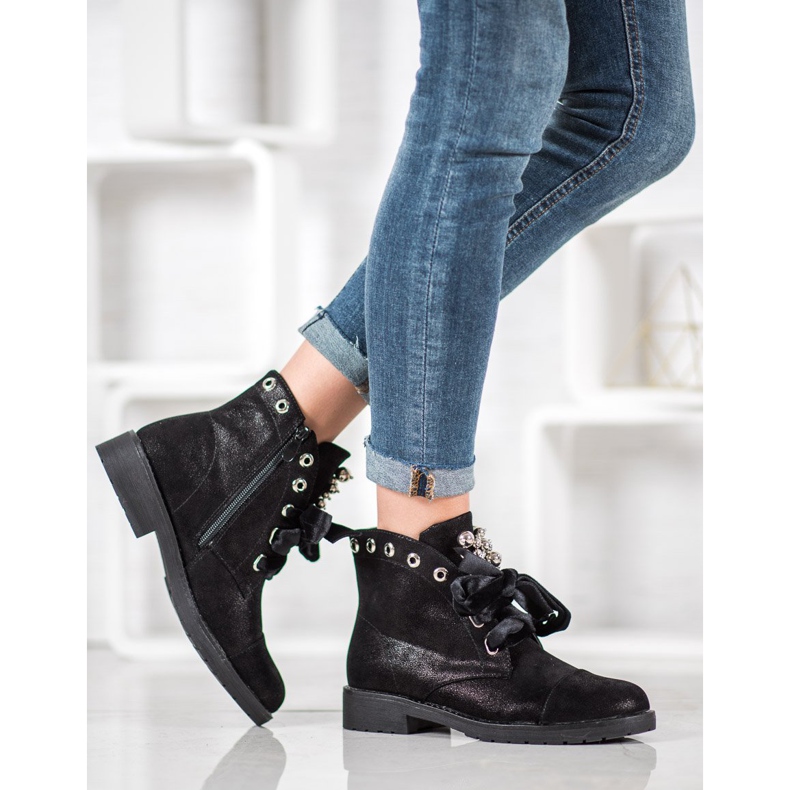 Bella Paris Čizme s ukrasnom mašnom crna 2