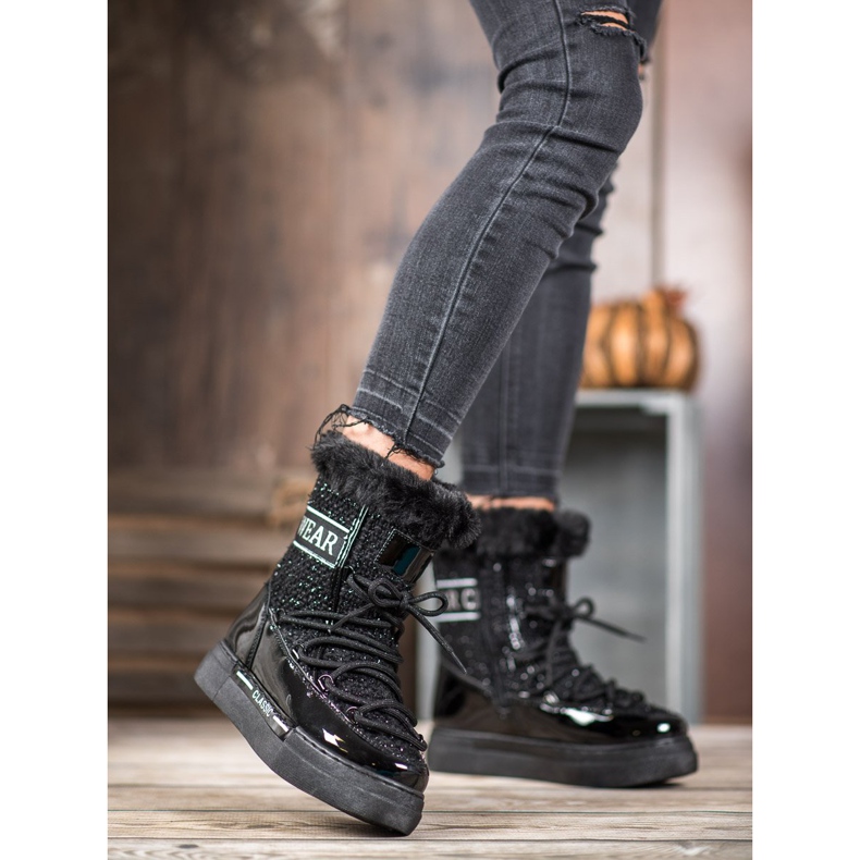 Bella Paris Modne klasične čizme za snijeg crna 2