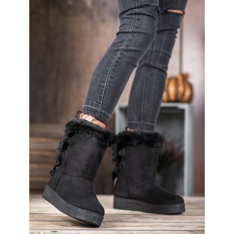 SHELOVET Mukluki s mašnom crno 1